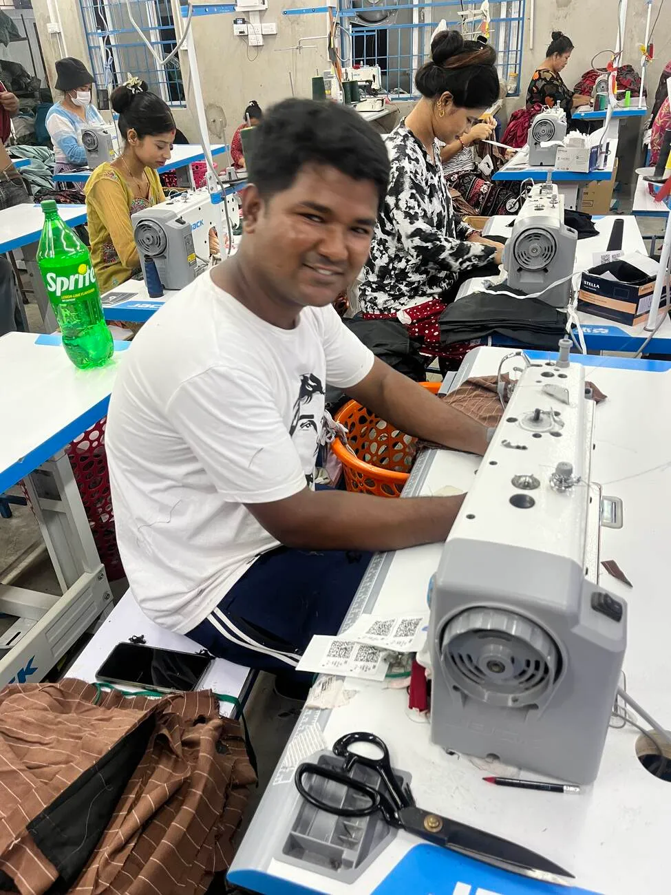 An operator on the sewing line in Gaindakot