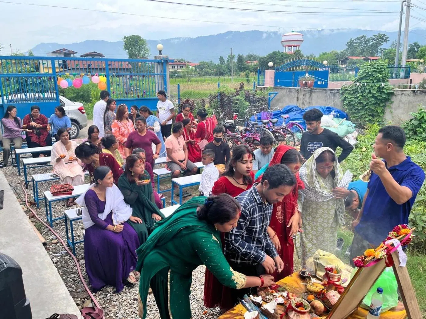 A puja on the factory grounds